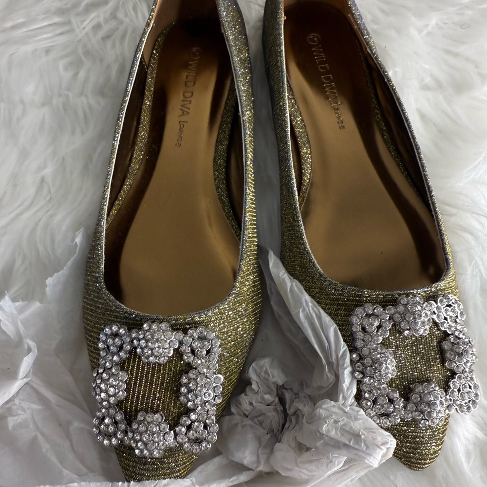 Wild Diva Glittering Gold Heels